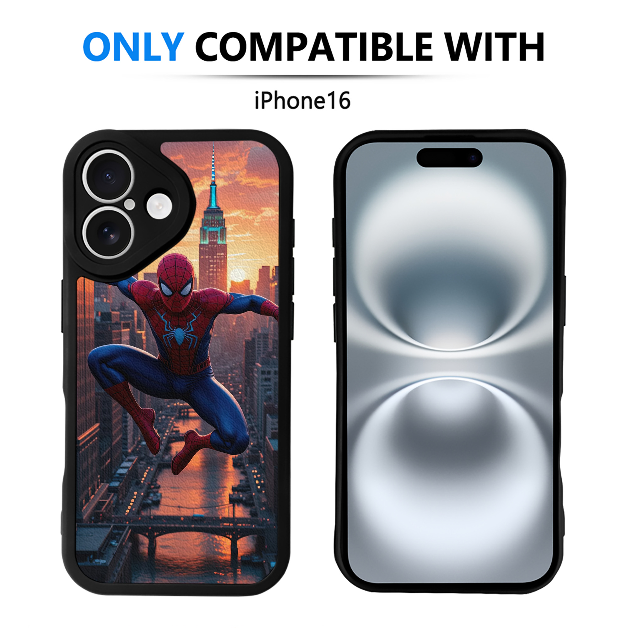 Spider Man スパイダーマン 【iPhone 16シリーズ対応】シリコンスマホケース（レザー調） 材質：シリコン